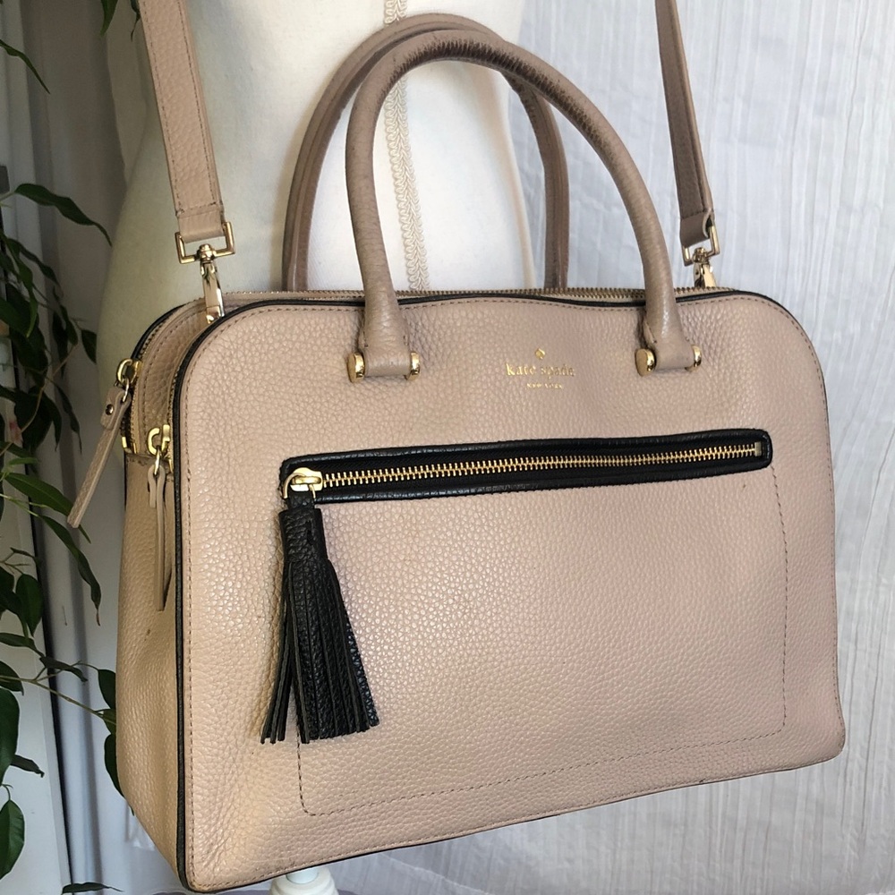 KATE SPADE dusty pink pebbled leather large satchel purse bag